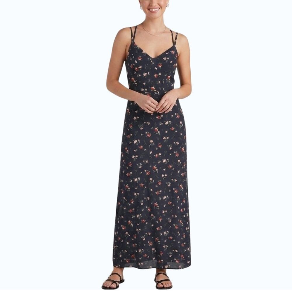 Nine Britton Strappy Back Maxi Dress Black Floral Women Size M NWT